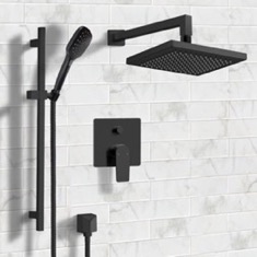 Matte Black Rain Shower System with Handheld, Rain Shower Head, Shower Faucet Set
